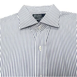 Polo by Ralph Lauren Dress Shirt 17 32 33 Mens Regent Custom Blue Stripe EUC